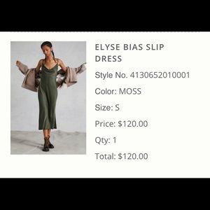Anthropology Elyse Bias Slip Dress S in Moss